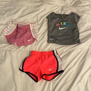 Full Set Infant Girls’ Nike Drifit Shorts (2) and Shirt (1) - All Size 12 Months